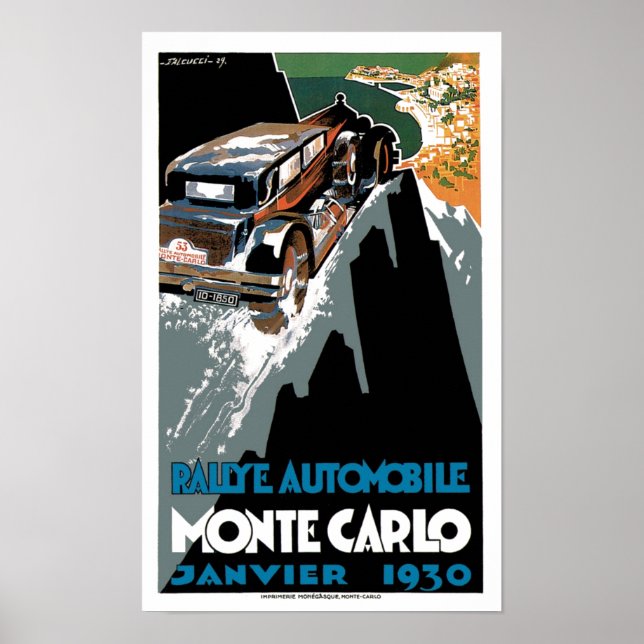 Monte Carlo 1930 Automobile Vintage Ad Art Poster (Vorne)