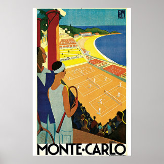 Monte-Carlo Art Deco Tennis Plakat