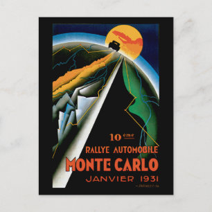 Monte Carlo Auto Rally ~ Vintage Automobil Anzeige Postkarte
