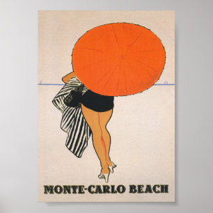 Monte Carlo Beach Retro Vintage Poster