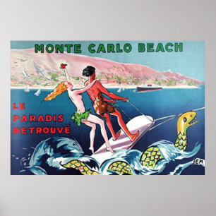 Monte Carlo Beach Vintage-Plakat Poster