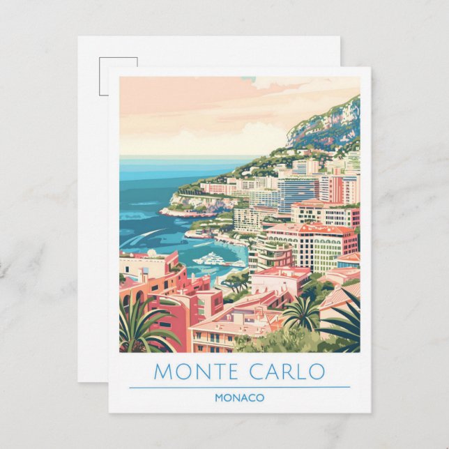 Monte Carlo Monaco Postkarte (Vorne/Hinten)