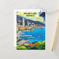 Monte Carlo Monaco Postkarte, Monaco