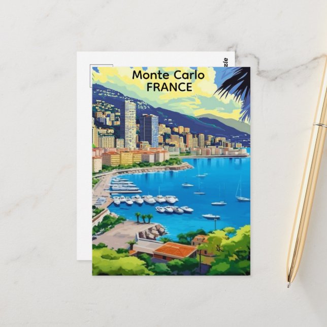 Monte Carlo Monaco Postkarte, Monaco Postkarte (Vorderseite/Rückseite Beispiel)
