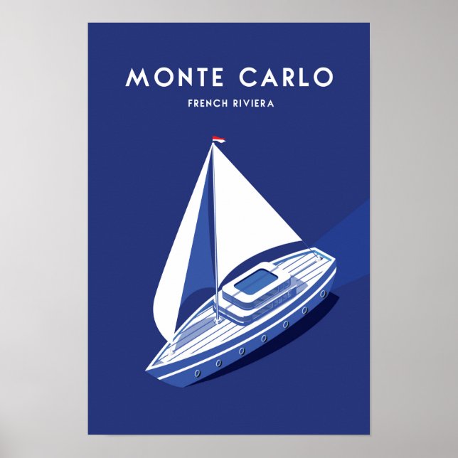 Monte Carlo Monaco Reiseplakat, Frankreich Poster (Vorne)