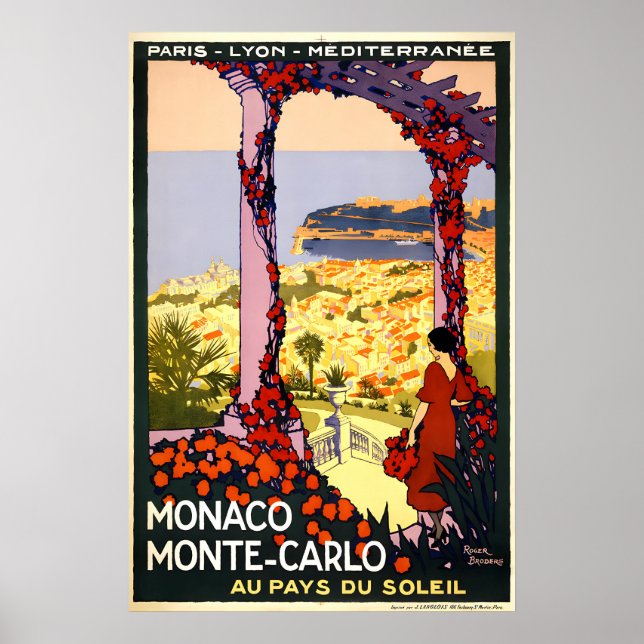 Monte-Carlo Monaco Strand Reiseplakat Poster (Vorne)