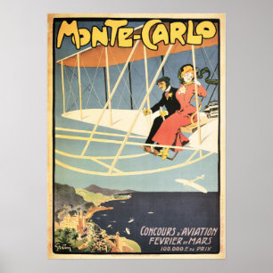 MONTE CARLO MONACO Vintage Art Deco Poster