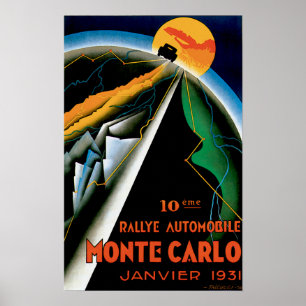 Monte Carlo Monaco Vintage Auto-Rennen-Anzeige Poster