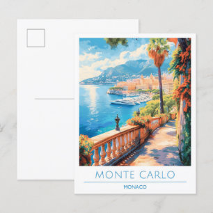 Monte Carlo Monaco Vintage Reise Postkarte