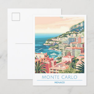 Monte Carlo Monaco Vintage Reise Postkarte