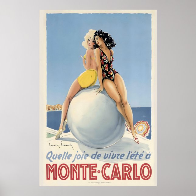 Monte Carlo Monaco Vintage Reiseposter Poster (Vorne)