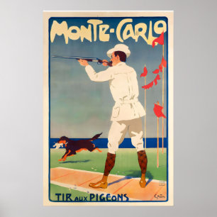 Monte Carlo Tir Aux Pigeons Vintage Reiseposter Poster