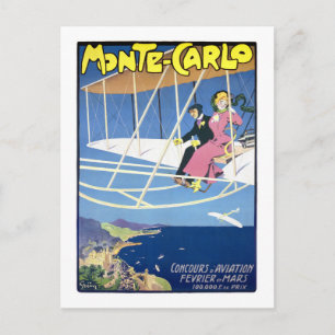 Monte Carlo Vintage-Reiseplakat restauriert Postkarte