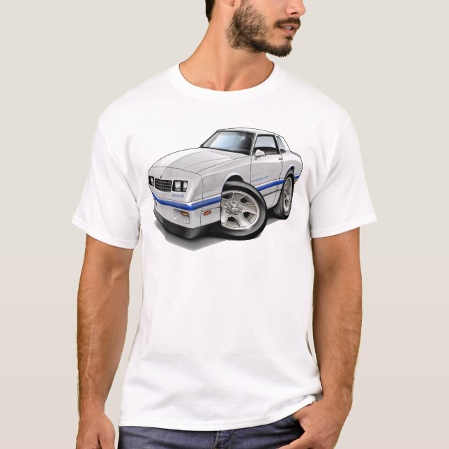 Monte Carlo Weiß-Blaues Auto 1983-88 T-Shirt (Vorderseite)