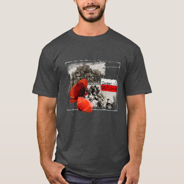 Monte Cassino Battle WW2 Czerwone Maki Poland T-Shirt (Vorderseite)
