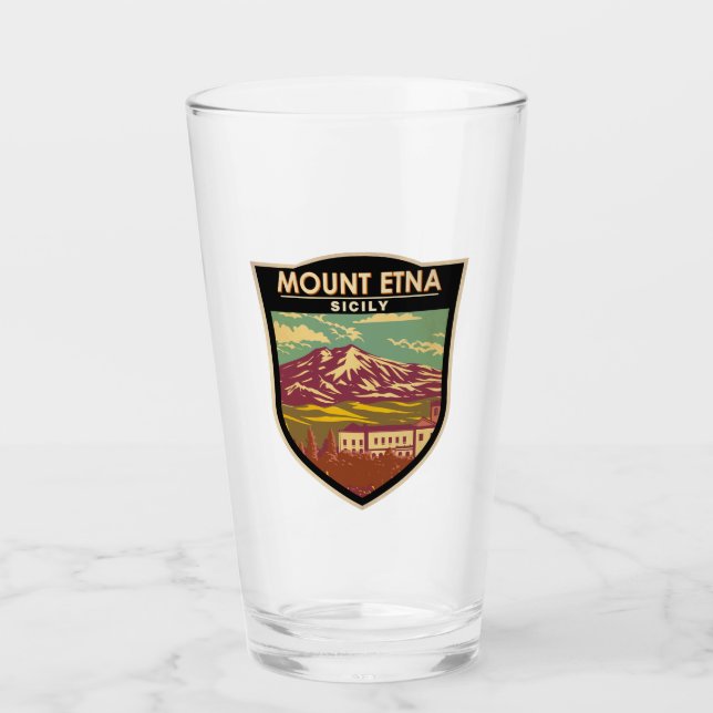 Monte Etna Sizilien Kunstvoll wandern Vintag Glas (Vorderseite)