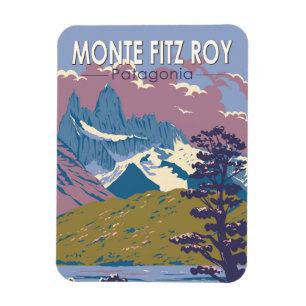 Monte Fitz Roy Patagonia Reise Kunst Vintage Magnet