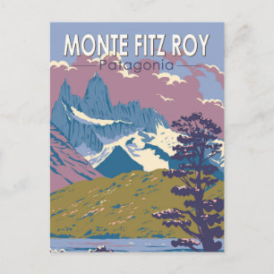 Monte Fitz Roy Patagonia Reise Kunst Vintage Postkarte