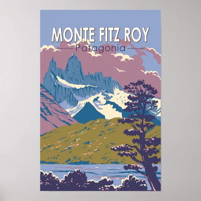 Monte Fitz Roy Patagonia Reisen Vintag Poster (Vorne)