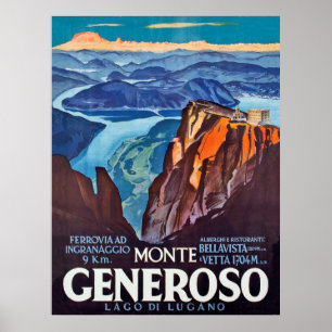 Monte Generoso, Lugano See, Aussicht vom Berg Poster