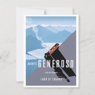 Monte Generoso Travel Poster Illustration Postkart Postkarte