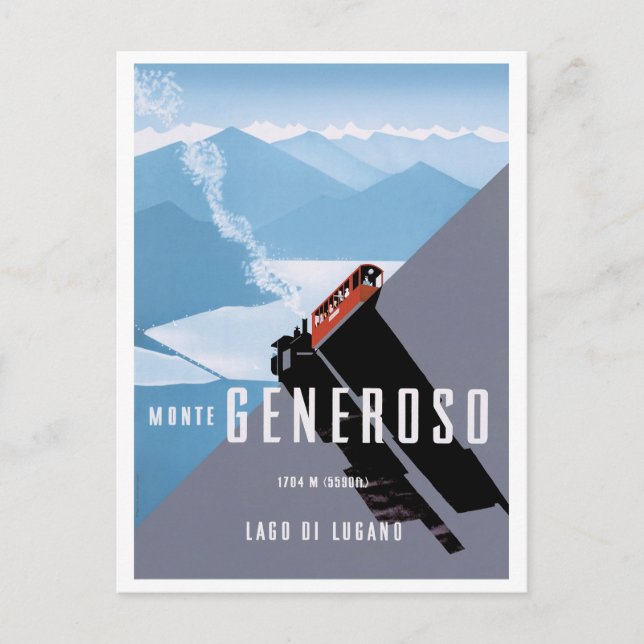 Monte Generoso Travel Poster Illustration Postkart Postkarte (Vorderseite)