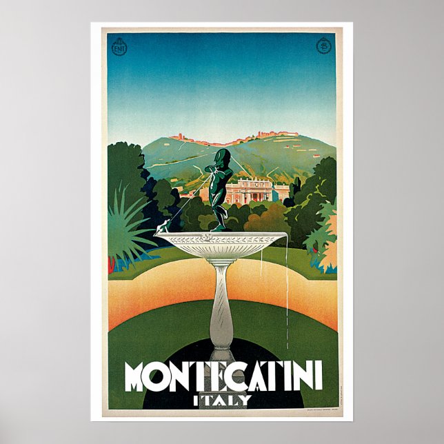 Montecatini Italien Vintag Italien Reisen Poster (Vorne)