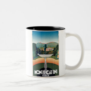 Montecatini, Vintages Reise-Plakat Italiens Zweifarbige Tasse