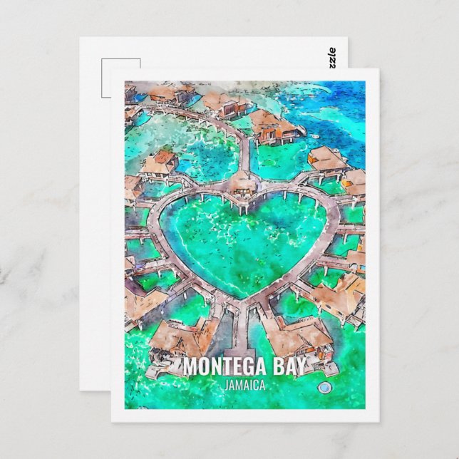 Montega Bay Jamaica Berühmter Platz Wasserfarbe Postkarte (Vorne/Hinten)