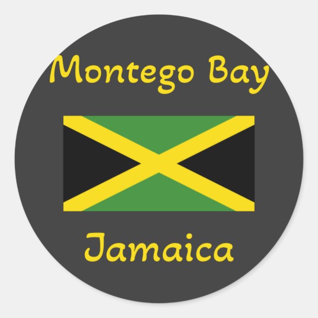 Montego Bay Jamaica - jamaikanische Flagge Runder Aufkleber (Vorderseite)