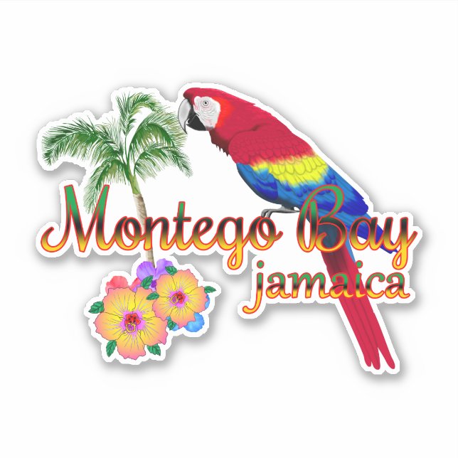Montego Bay Jamaica Tropical Parrot Aufkleber (Vorderseite)