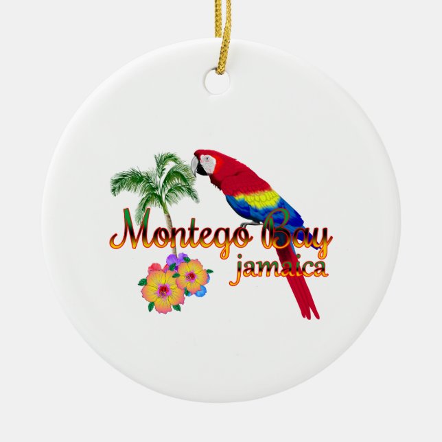 Montego Bay Jamaica Tropical Parrot Keramik Ornament (Vorne)