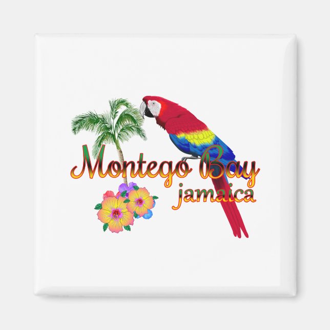 Montego Bay Jamaica Tropical Parrot Magnet (Vorne)