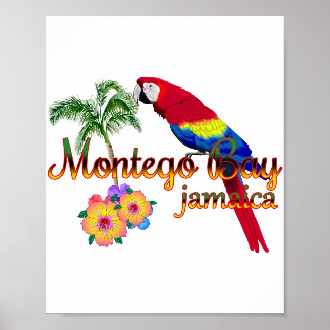 Montego Bay Jamaica Tropical Parrot Poster (Vorne)