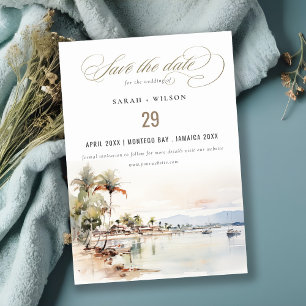 Montego Bay Jamaica Wasserfarbenwelt Hochzeit Save The Date