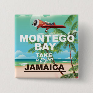 Montego Bay Jamaika Vintage-Reiseposter Button