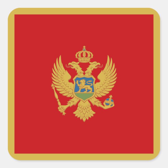 montenegrinische Flagge Quadratischer Aufkleber (Vorderseite)