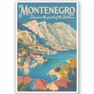 Montenegro Balkan Illustration Reise Kunst Vintage Aufkleber