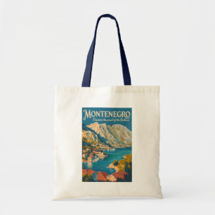 Montenegro Balkan Illustration Reise Kunst Vintage Tragetasche