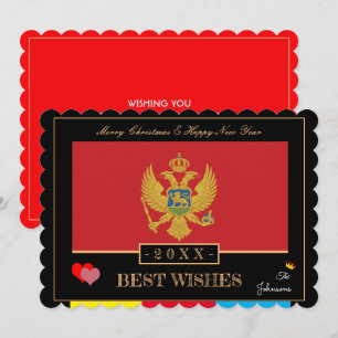 Montenegro Flag & Happy New Year/Best Wishings Art Feiertagskarte