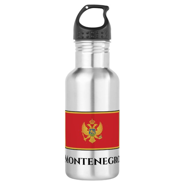 Montenegro-Flagge Edelstahlflasche (Vorderseite)