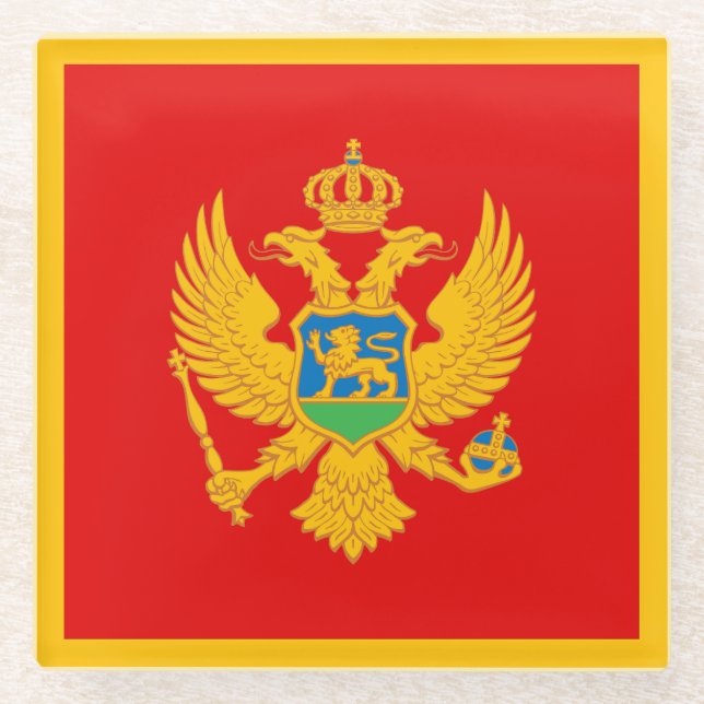 Montenegro-Flagge Glasuntersetzer (Vorderseite)