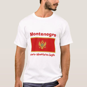 Montenegro-Flagge + Karte + Text-T-Shirt T-Shirt