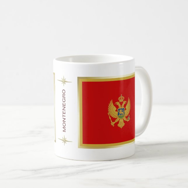 Montenegro-Flagge + Karten-Tasse Kaffeetasse (VorderseiteRechts)