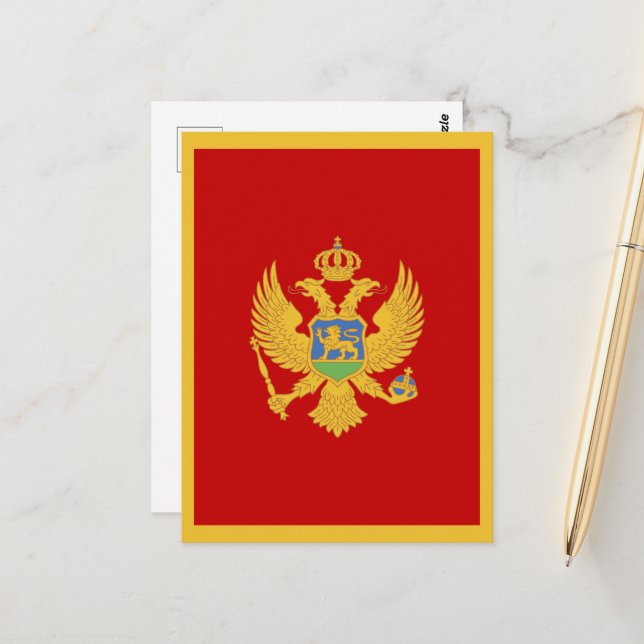 Montenegro-Flagge Postkarte (Vorderseite/Rückseite Beispiel)
