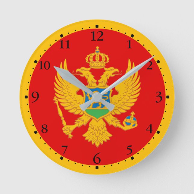 Montenegro-Flagge Runde Wanduhr (Vorderseite)