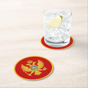 Montenegro-Flagge Runder Pappuntersetzer