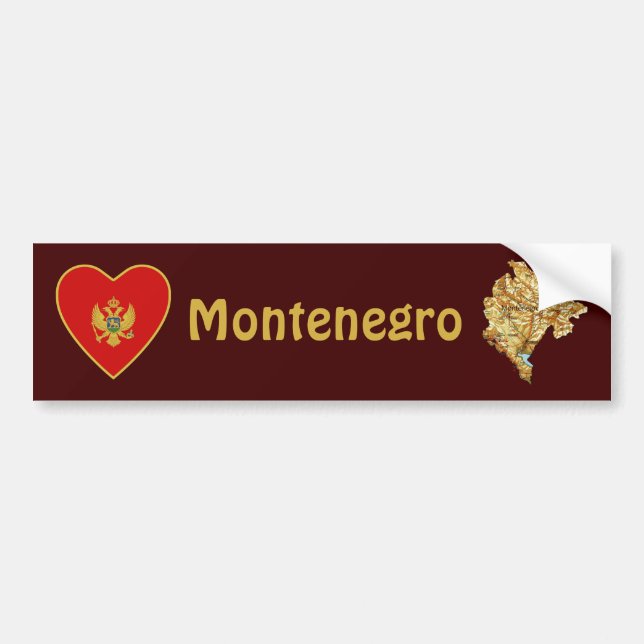 Montenegro-Flaggen-Herz + Karten-Autoaufkleber Autoaufkleber (Vorne)