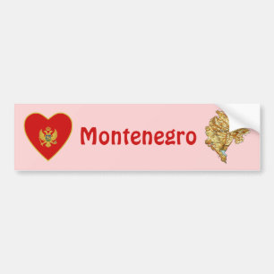 Montenegro Flaggenschwerpunkt + Karte Autoaufklebe Autoaufkleber