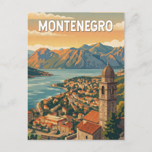 Montenegro Illustration Reise Kunst Vintage Postkarte